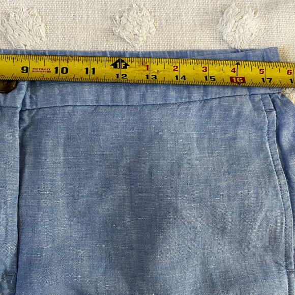 J.Jill 100% Linen Blue Wide Leg High Waist Crop Zipper Fly Elastic Back Size MP - Picture 5 of 7